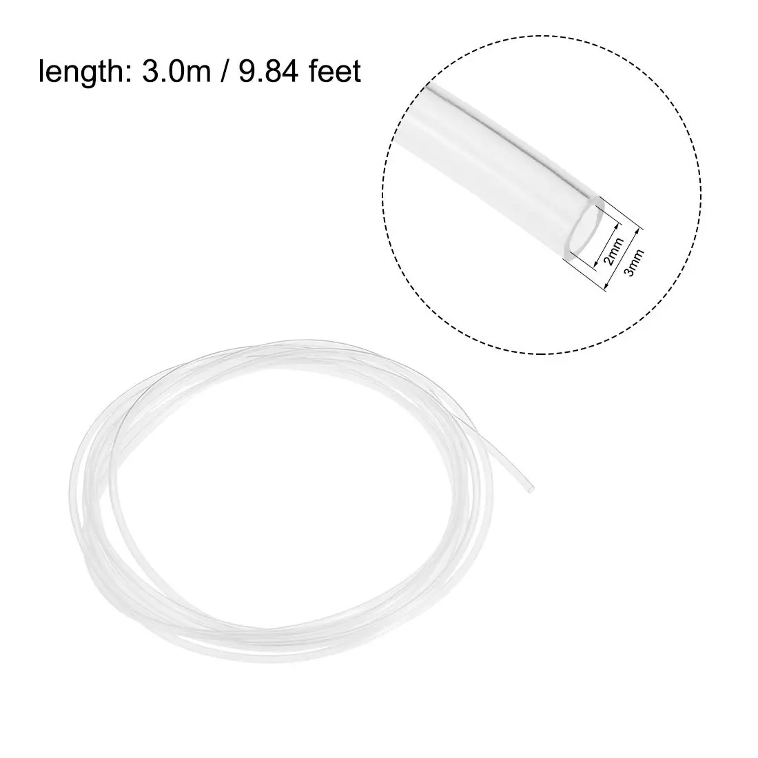 uxcell Nylon Line Hose Tube, 2mm ID x 3mm OD, 3m (9.8ft) | Flexible Pneumatic Air Brake Tubing for Fluid Transfer - view 2