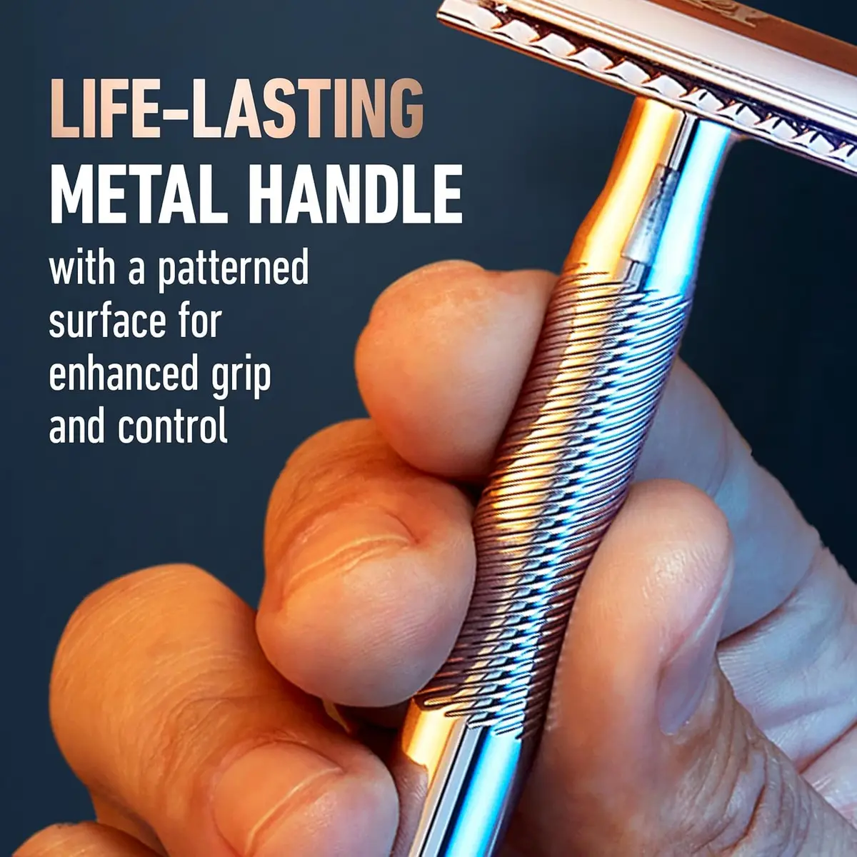 King C. Gillette Safety Razor with Chrome Plated Handle & 5 Platinum Blades | Classic Precision Shave - view 4