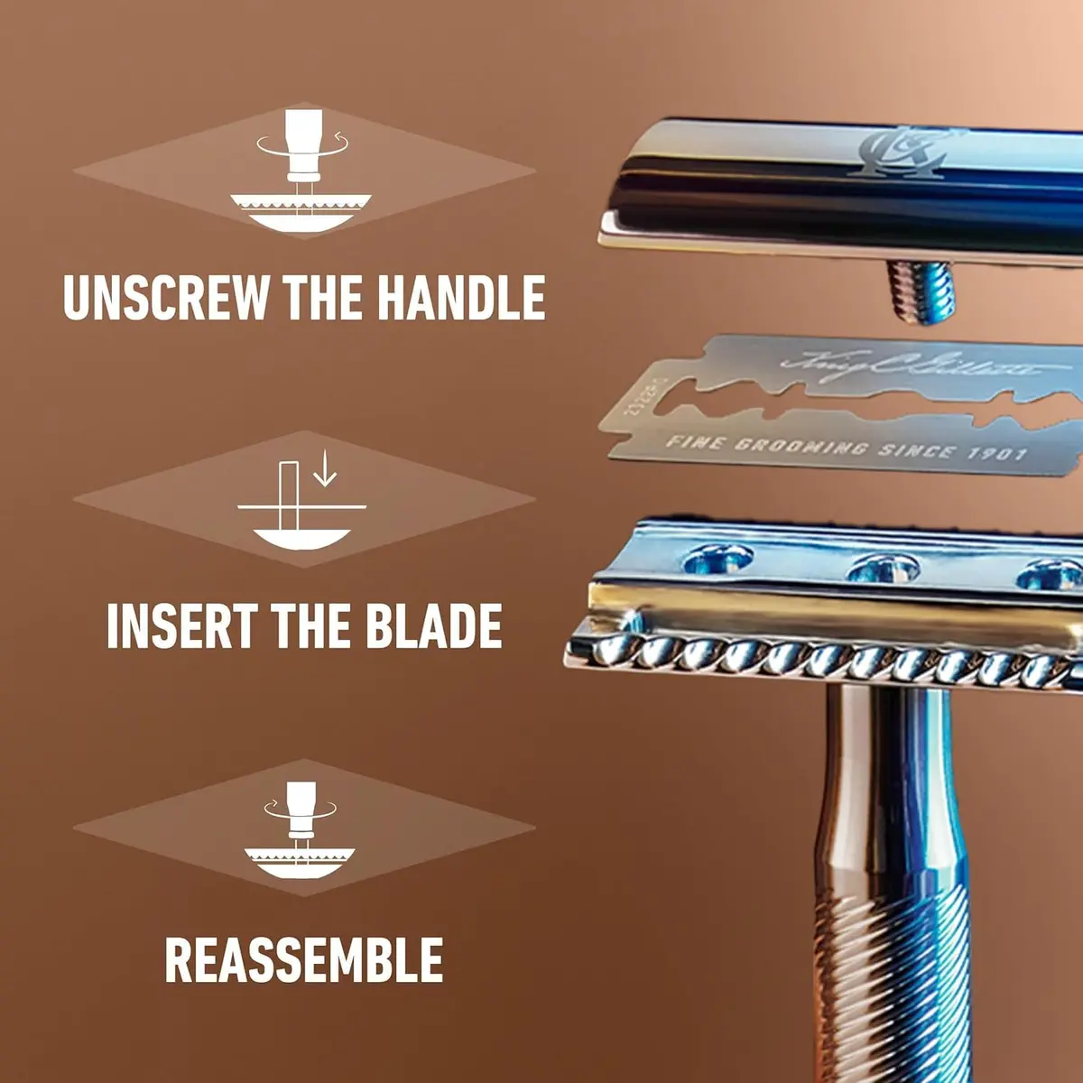 King C. Gillette Safety Razor with Chrome Plated Handle & 5 Platinum Blades | Classic Precision Shave - view 5