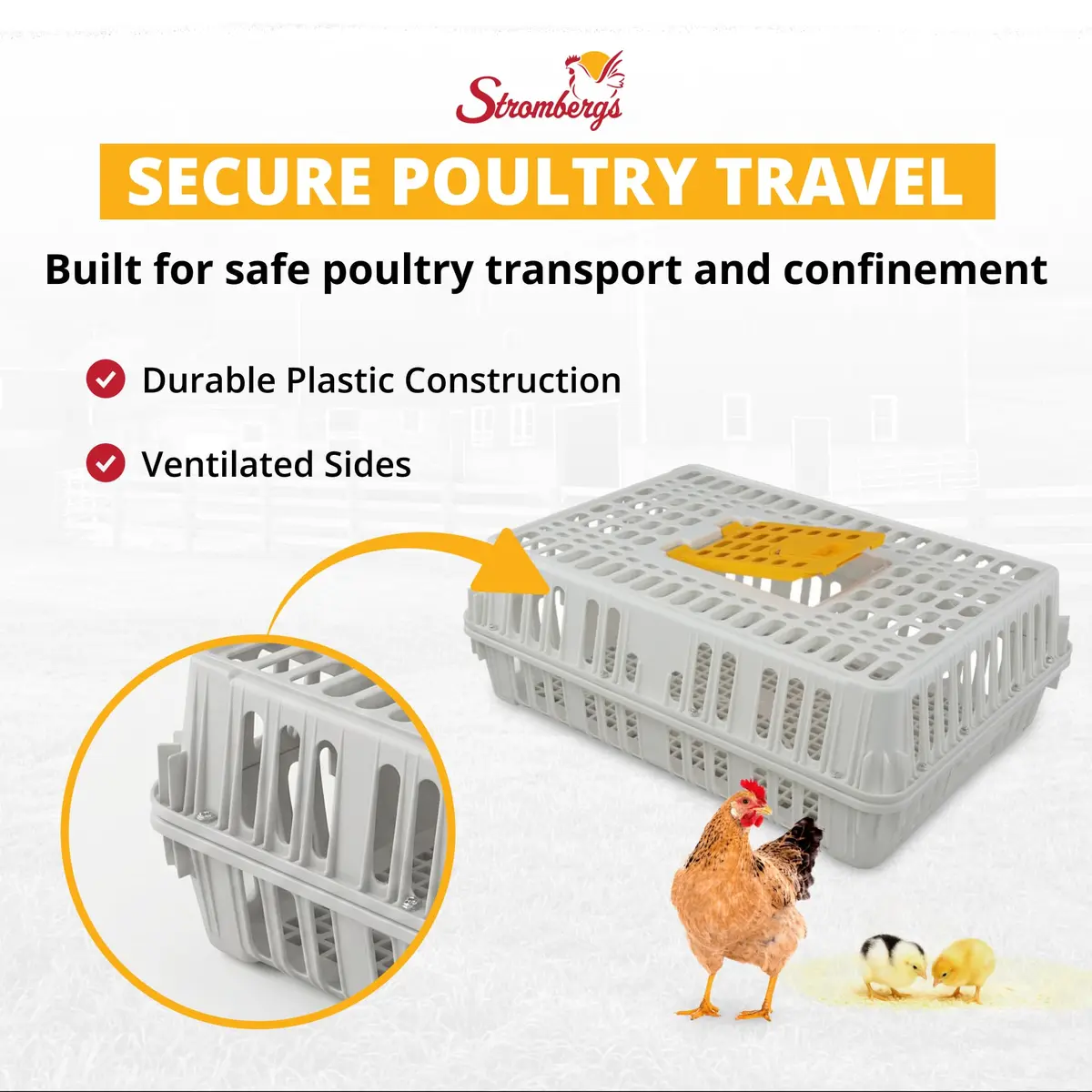 Stromberg's Poultry Transport Crate, Secure Chicken Carrier | Durable Outdoor Bird Cage - view 2