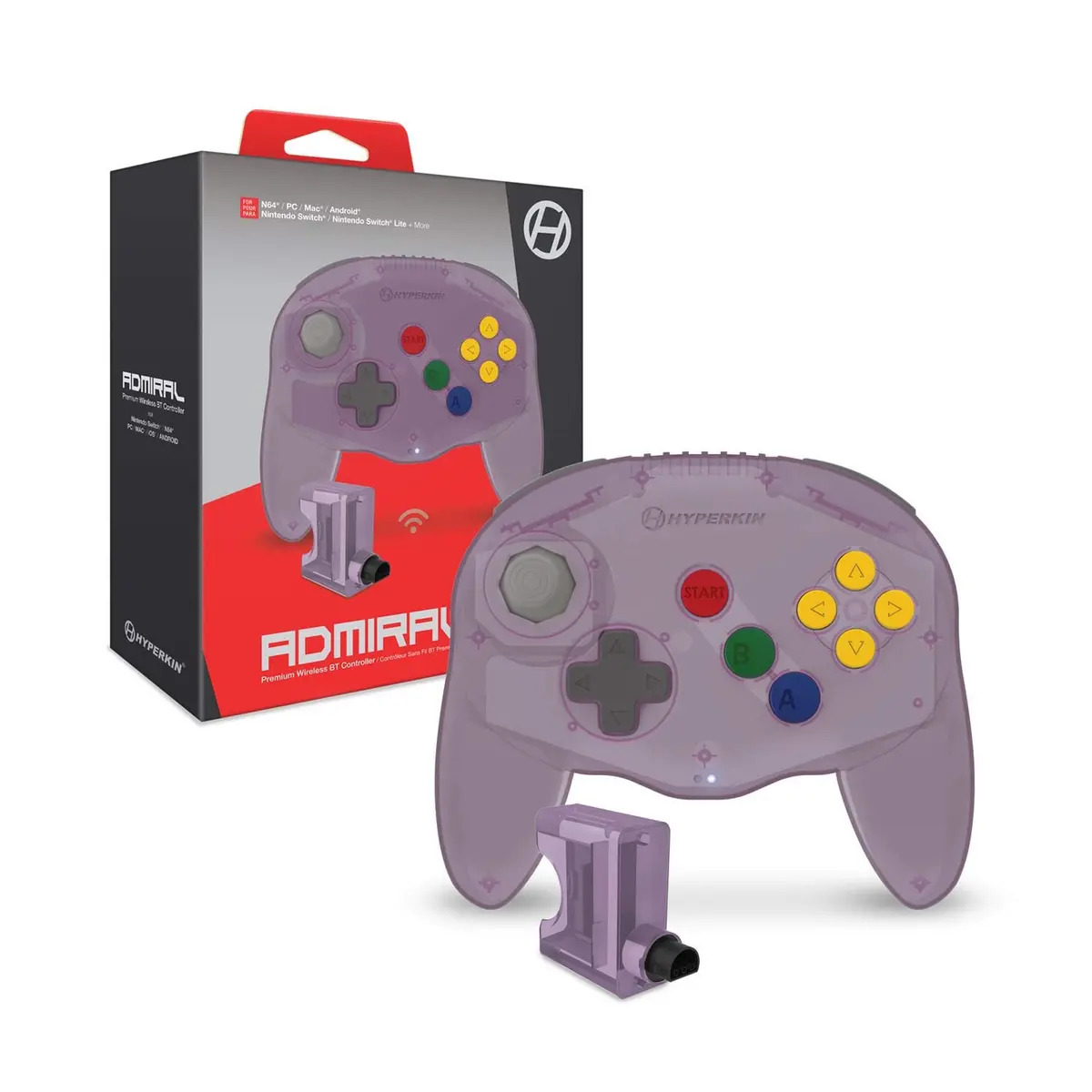 Hyperkin Admiral Premium BT Controller for Nintendo 64 Amethyst Purple | Wireless, Ergonomic & Compatible with PC/Mac/Android - main product image