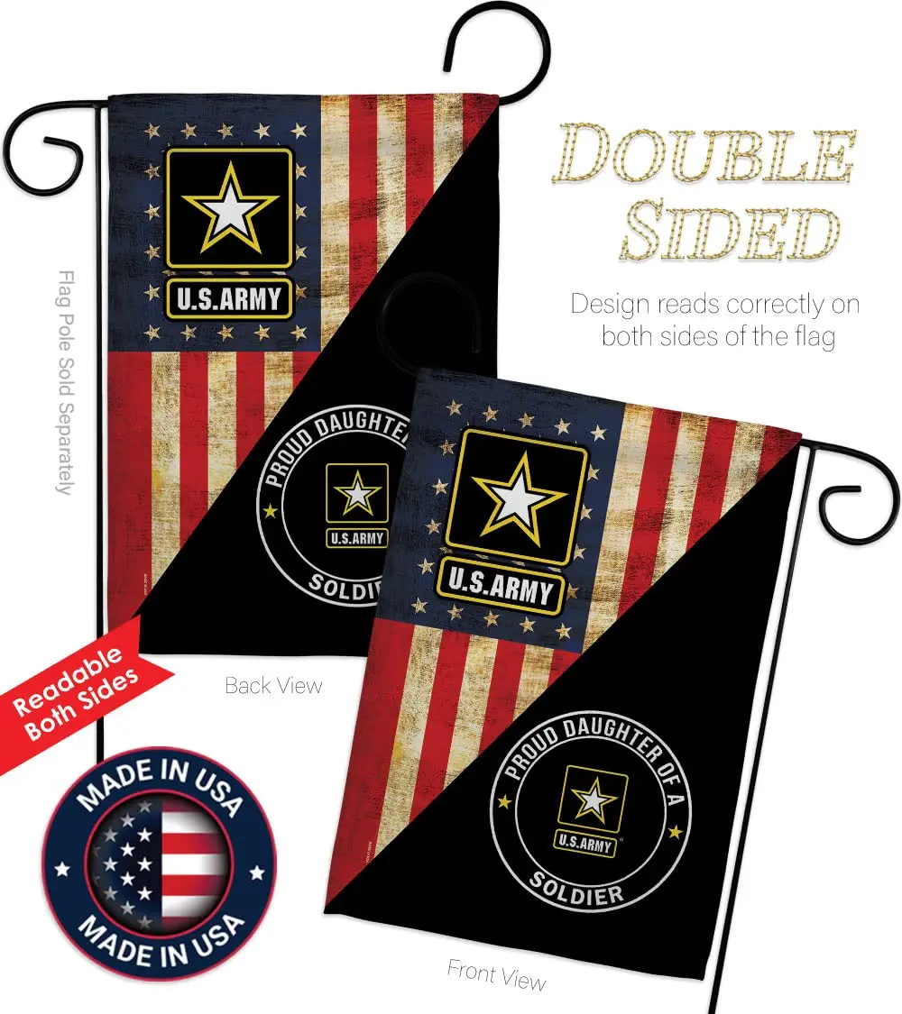 POYOMUK US Military U.S. Army Proud Daughter of A Soldier Flag 12" x 18.5" | Double-Sided Garden Banner - view 3