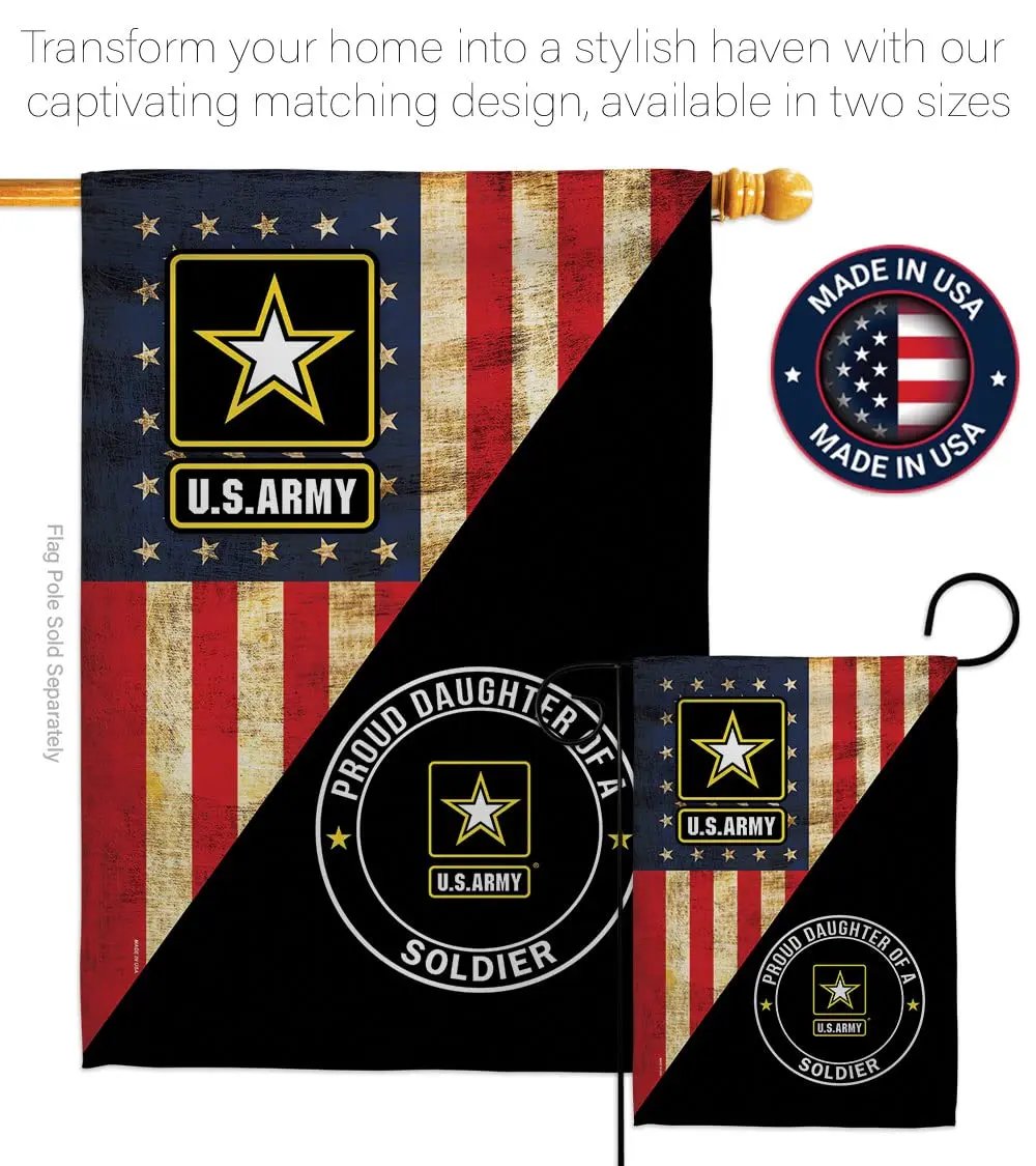 POYOMUK US Military U.S. Army Proud Daughter of A Soldier Flag 12" x 18.5" | Double-Sided Garden Banner - view 4