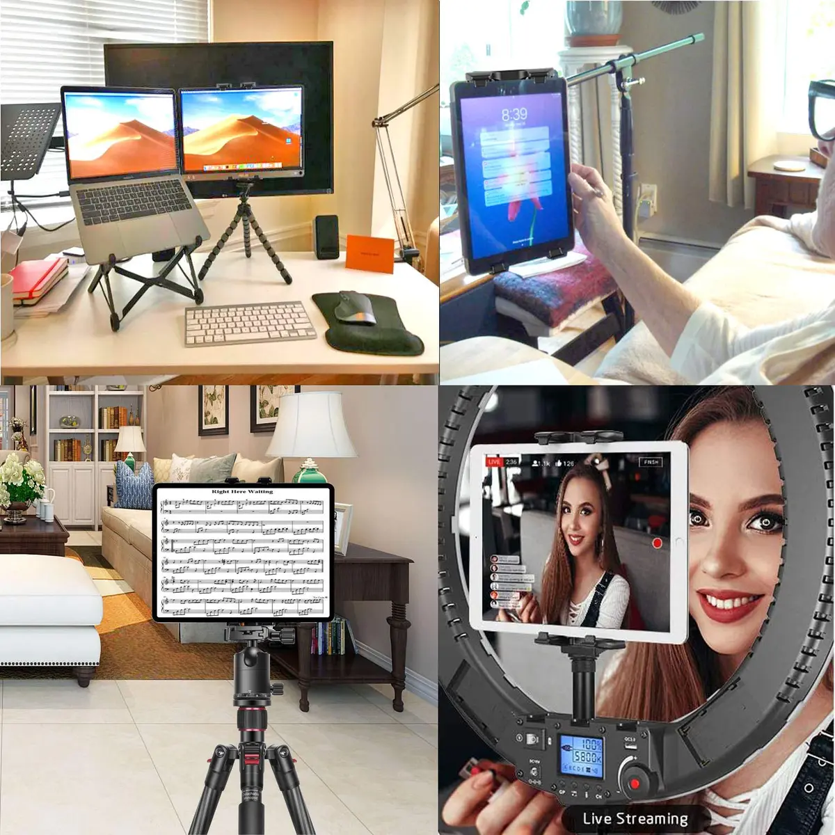 Peastrex Universal Tablet Tripod Mount Adapter with Bluetooth Remote | Fits 3.5-13.5in Devices - view 6