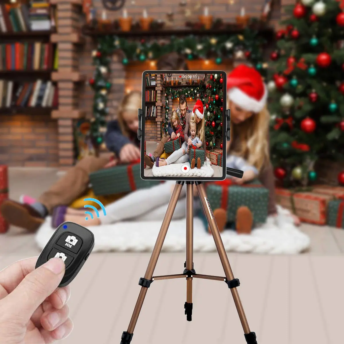 Peastrex Universal Tablet Tripod Mount Adapter with Bluetooth Remote | Fits 3.5-13.5in Devices - view 7