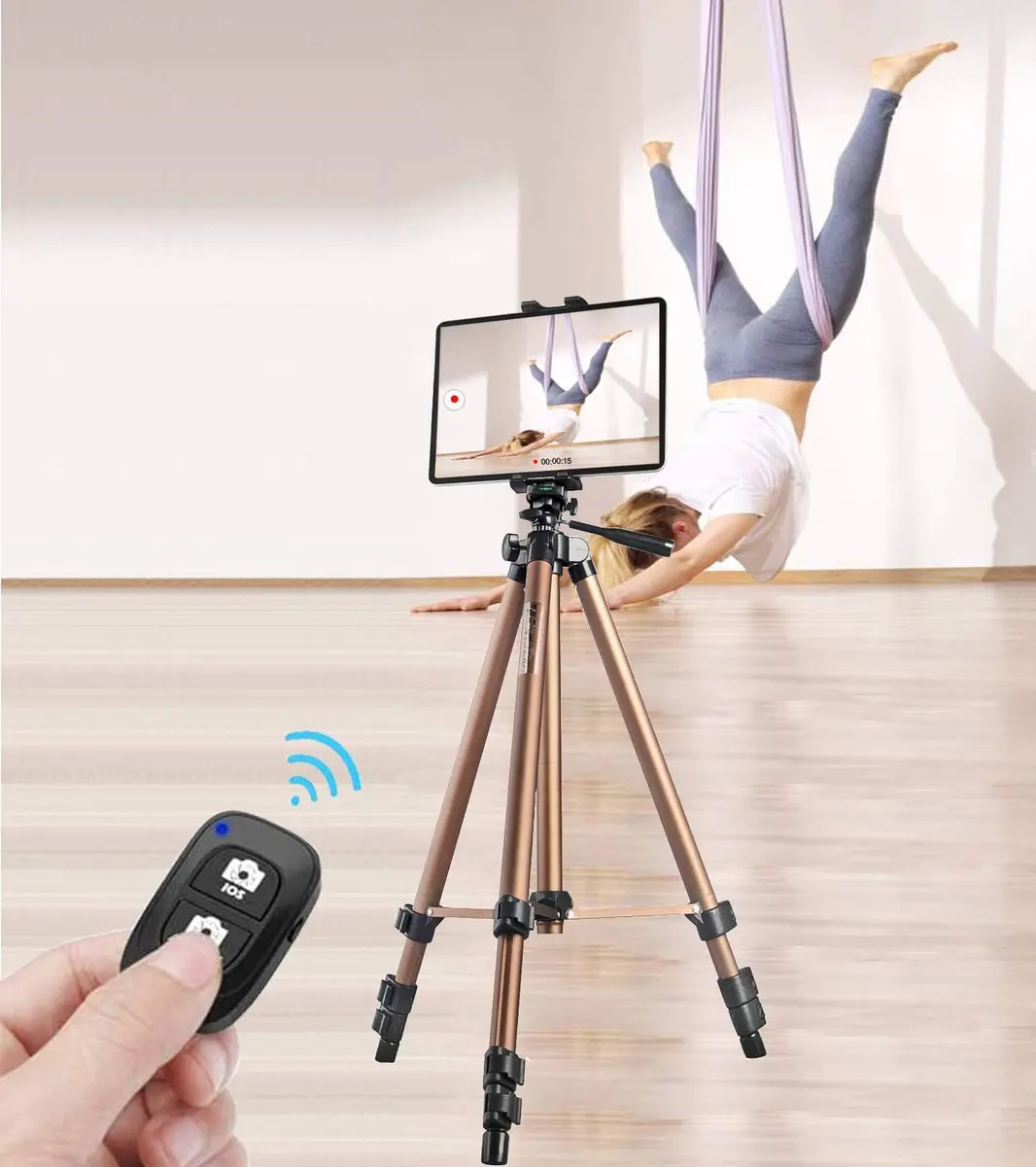 Peastrex Universal Tablet Tripod Mount Adapter with Bluetooth Remote | Fits 3.5-13.5in Devices - view 8