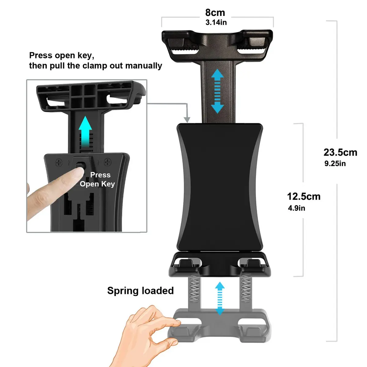 Peastrex Universal Tablet Tripod Mount Adapter with Bluetooth Remote | Fits 3.5-13.5in Devices - view 4