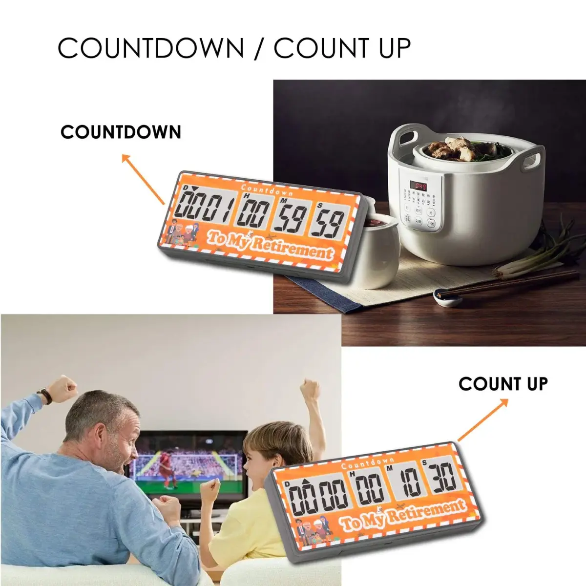 Jayron 9999 Day Digital Countdown Timer Yellow | 27 Years Max Count | Pause & Resume Function - view 2