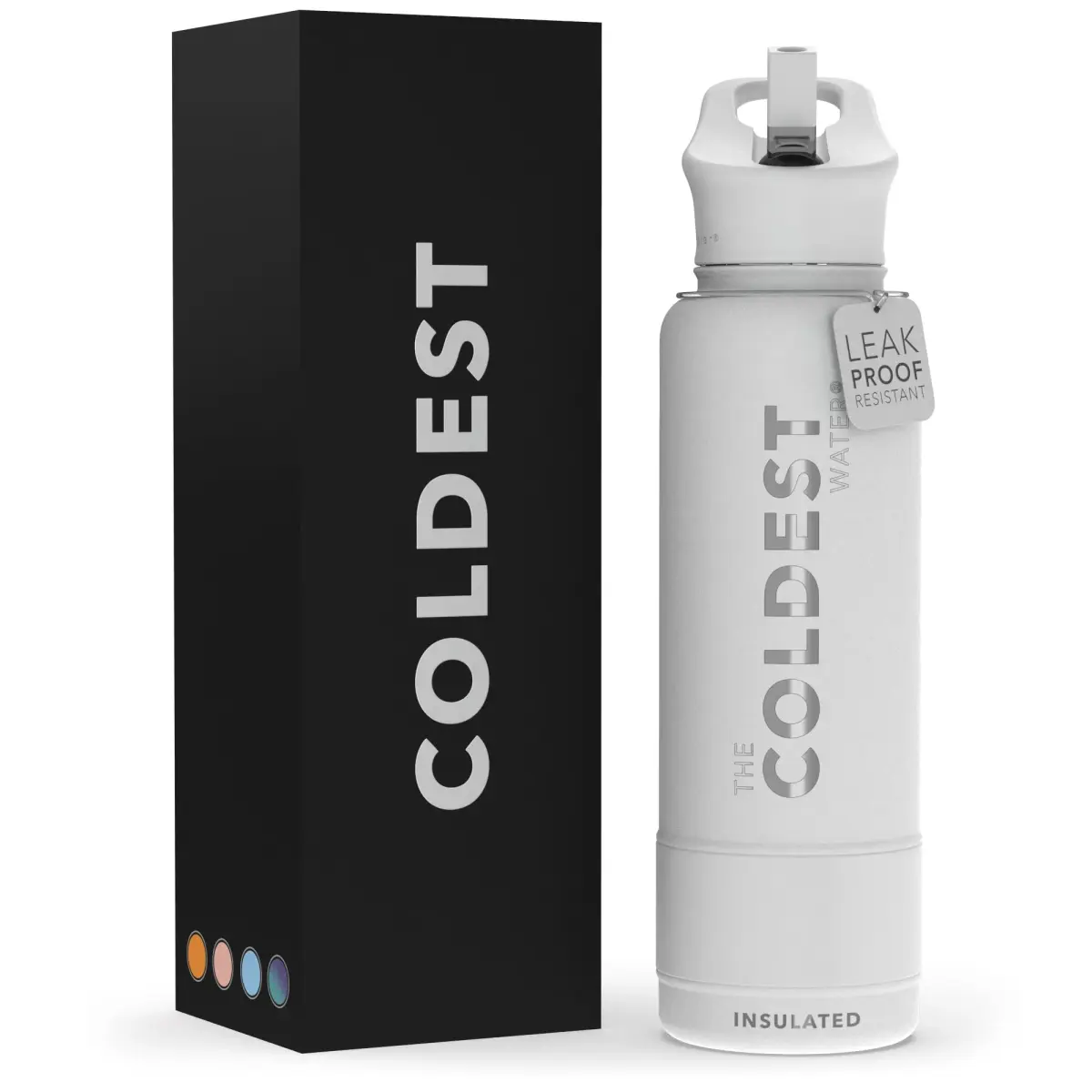 The Coldest Water Insulated Water Bottle with Straw Lid - 40 oz (1180ml) Epic White | Keeps Drinks Cold 36 Hrs, Hot 13 Hrs - main product image