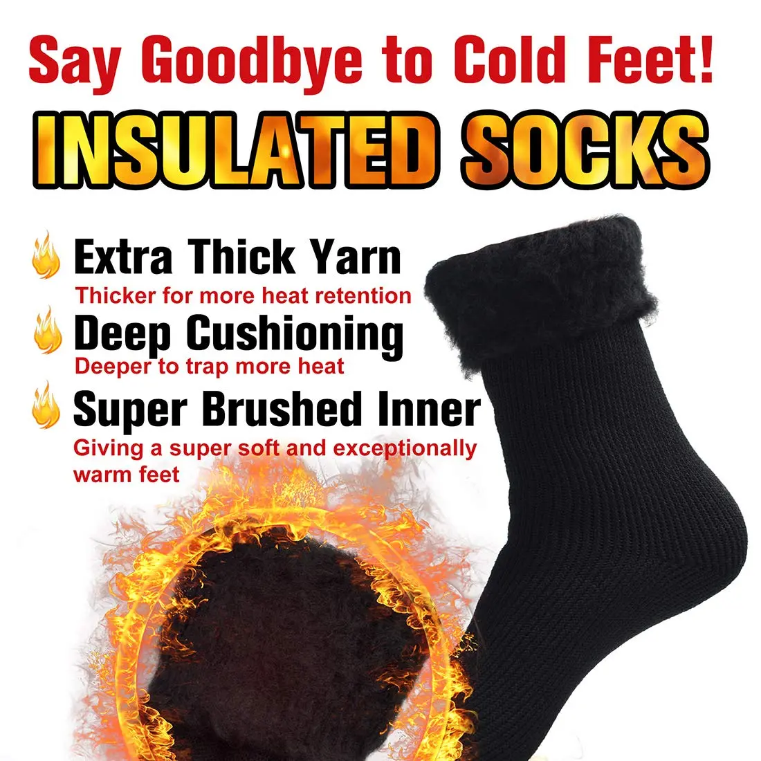 Busy Socks Winter Warm Thick Thermal Crew Boot Socks Large | Insulated & Moisture-Wicking for Extreme Cold - view 3