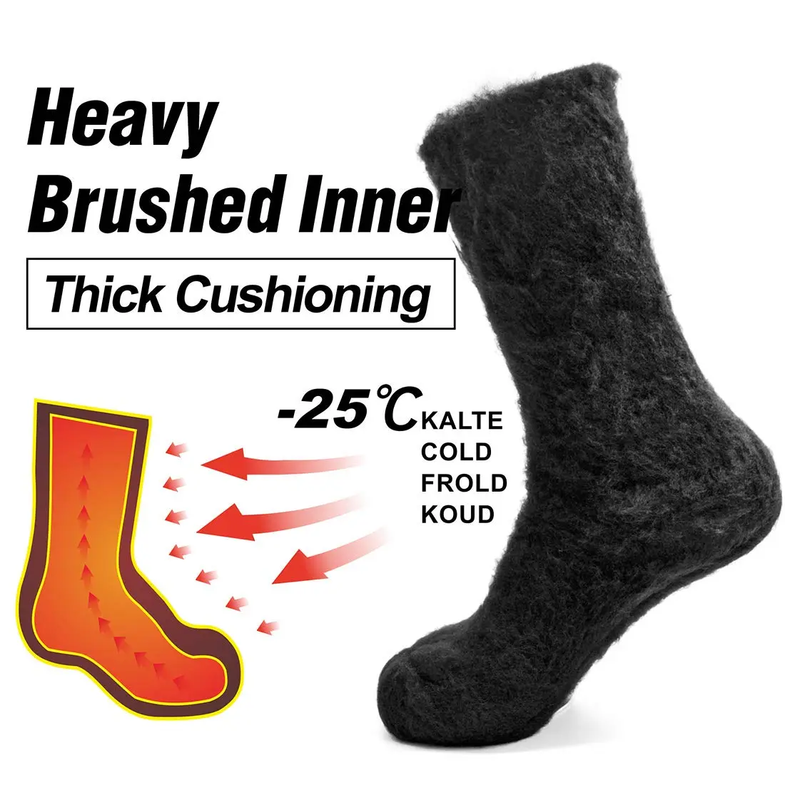 Busy Socks Winter Warm Thick Thermal Crew Boot Socks Large | Insulated & Moisture-Wicking for Extreme Cold - view 4