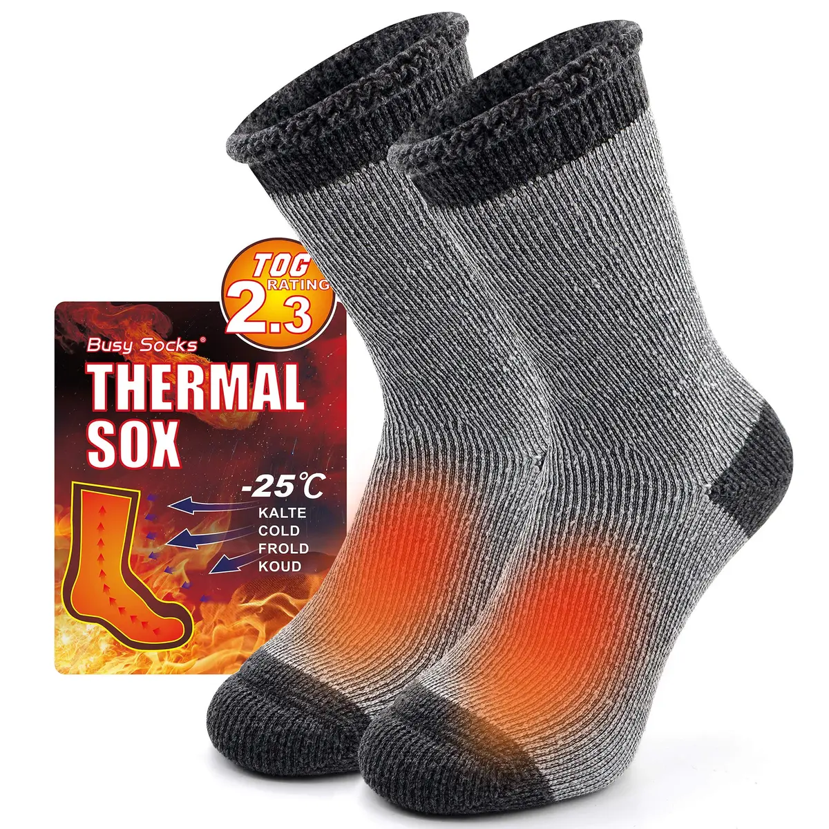 Busy Socks Winter Warm Thick Thermal Crew Socks | Insulated & Moisture-Wicking for Men & Women - main product image