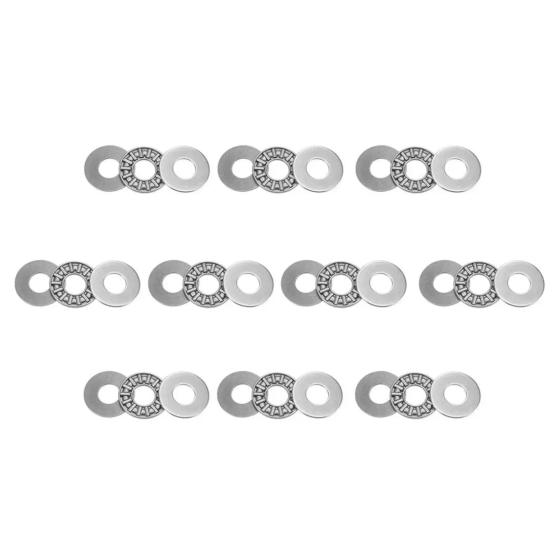 uxcell AXK1024 Thrust Needle Roller Bearings with Washers 10mm Bore 24mm OD 2mm Width 10pcs | High Load Capacity for Compact Spaces - main product image