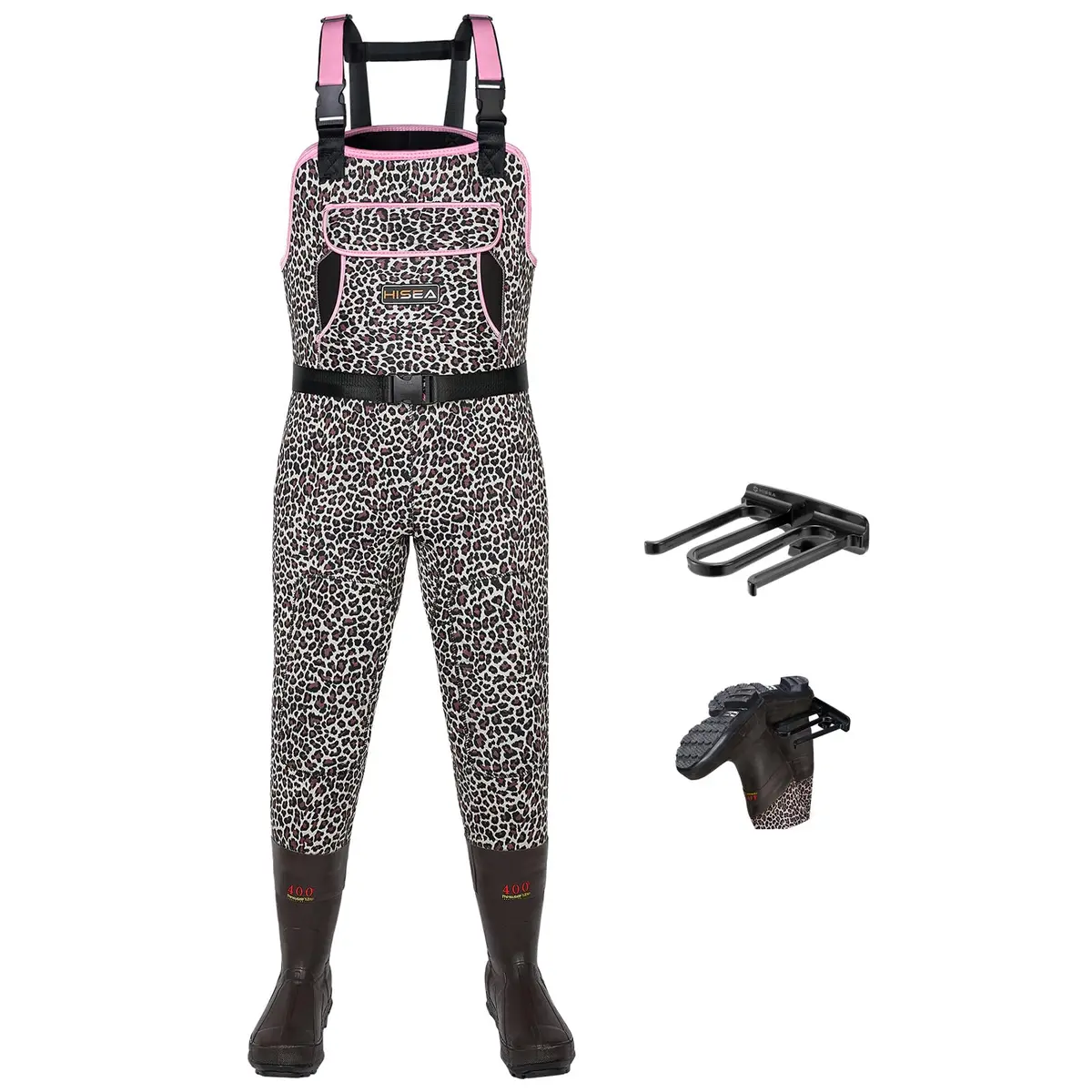 HISEA Neoprene Chest Waders Leopard Print Duck Hunting Waders for Women with Boots Waterproof Insulated - main product image