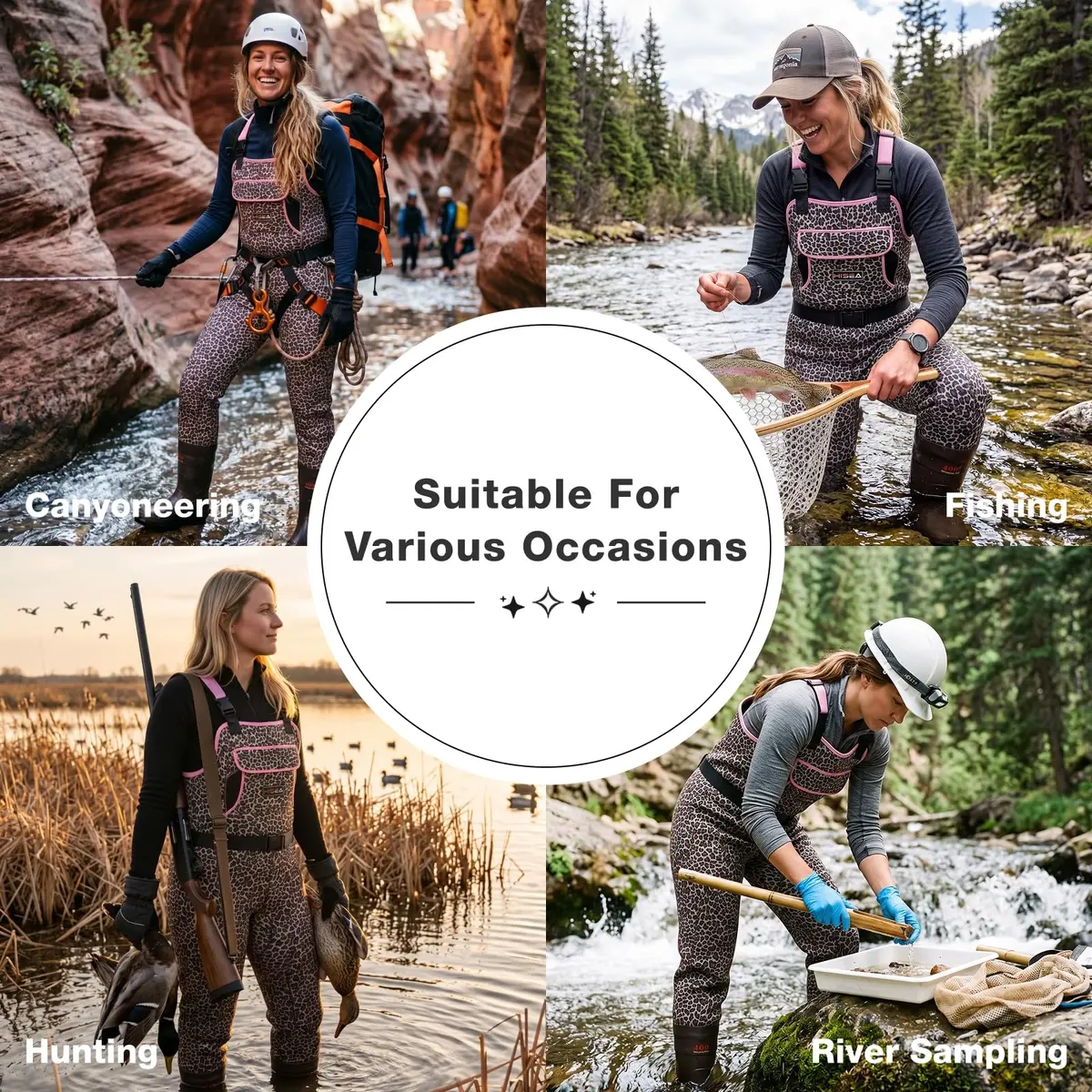 HISEA Neoprene Chest Waders Leopard Print Duck Hunting Waders for Women with Boots Waterproof Insulated - view 5