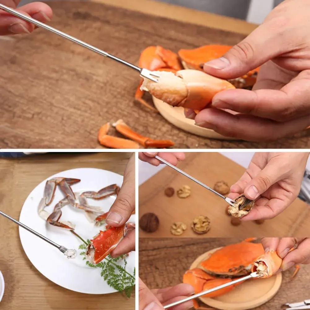 Ajmyonsp Seafood Crackers and Picks Set 8-Piece Stainless Steel & Zinc Alloy | Heavy Duty Nut Cracker & Lobster Tool Set - view 6