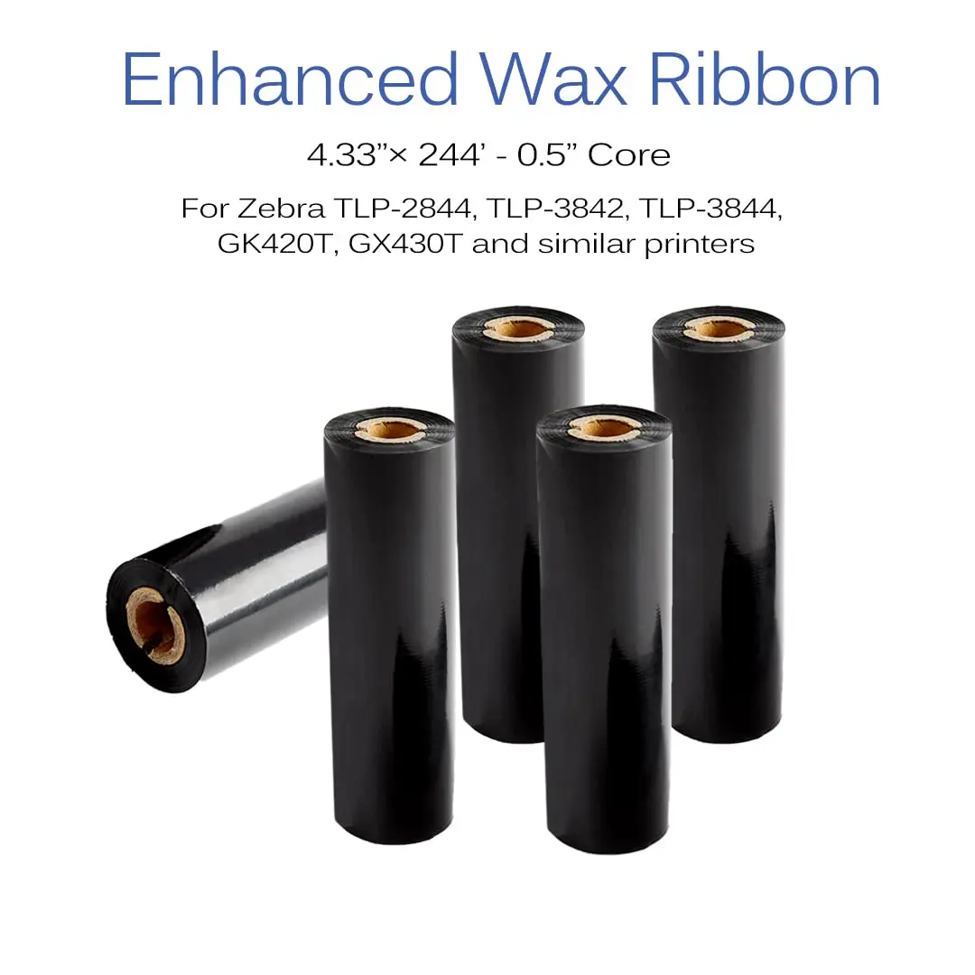 Edraco Enhanced Wax Thermal Transfer Ribbons 4.33" x 244' (110mm x 74m) - 8 Rolls | Bulk Pack for Zebra Desktop Printers - view 5