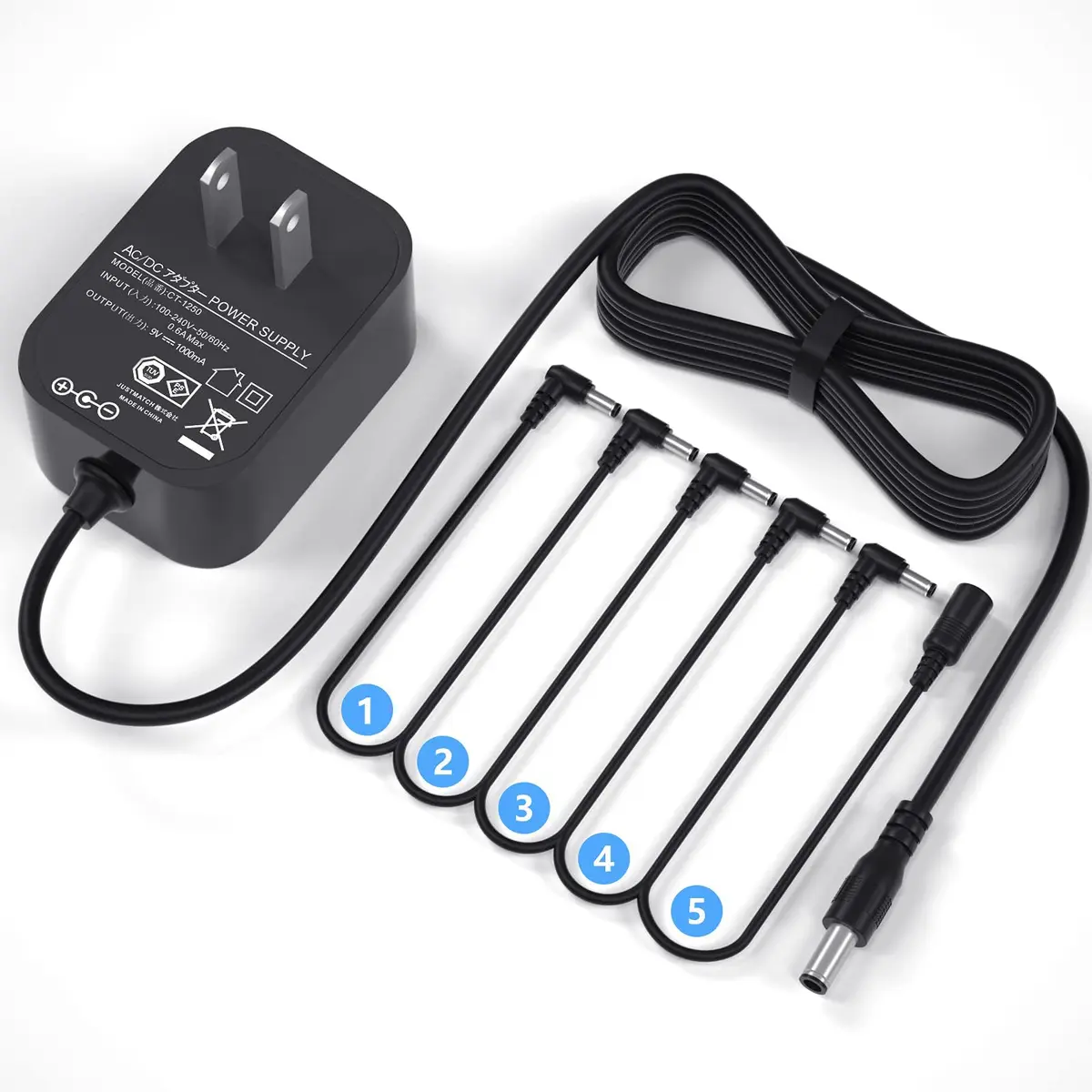 WUKUR 9V Guitar Pedal Power Supply 1A Tip Negative | Noise-Filtered, ETL Listed - main product image