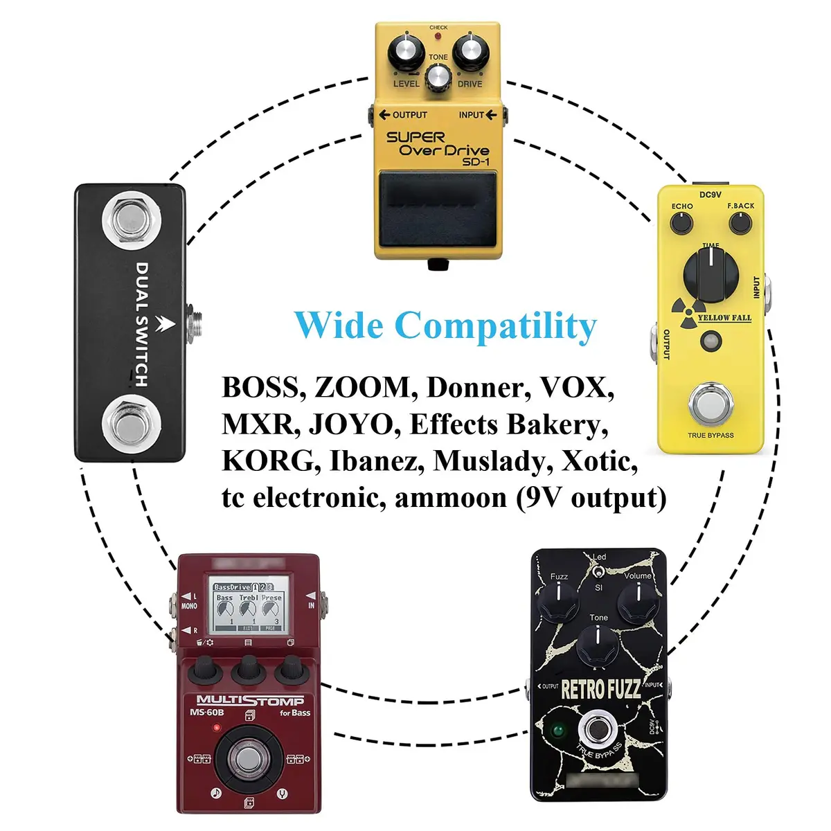 WUKUR 9V Guitar Pedal Power Supply 1A Tip Negative | Noise-Filtered, ETL Listed - view 4
