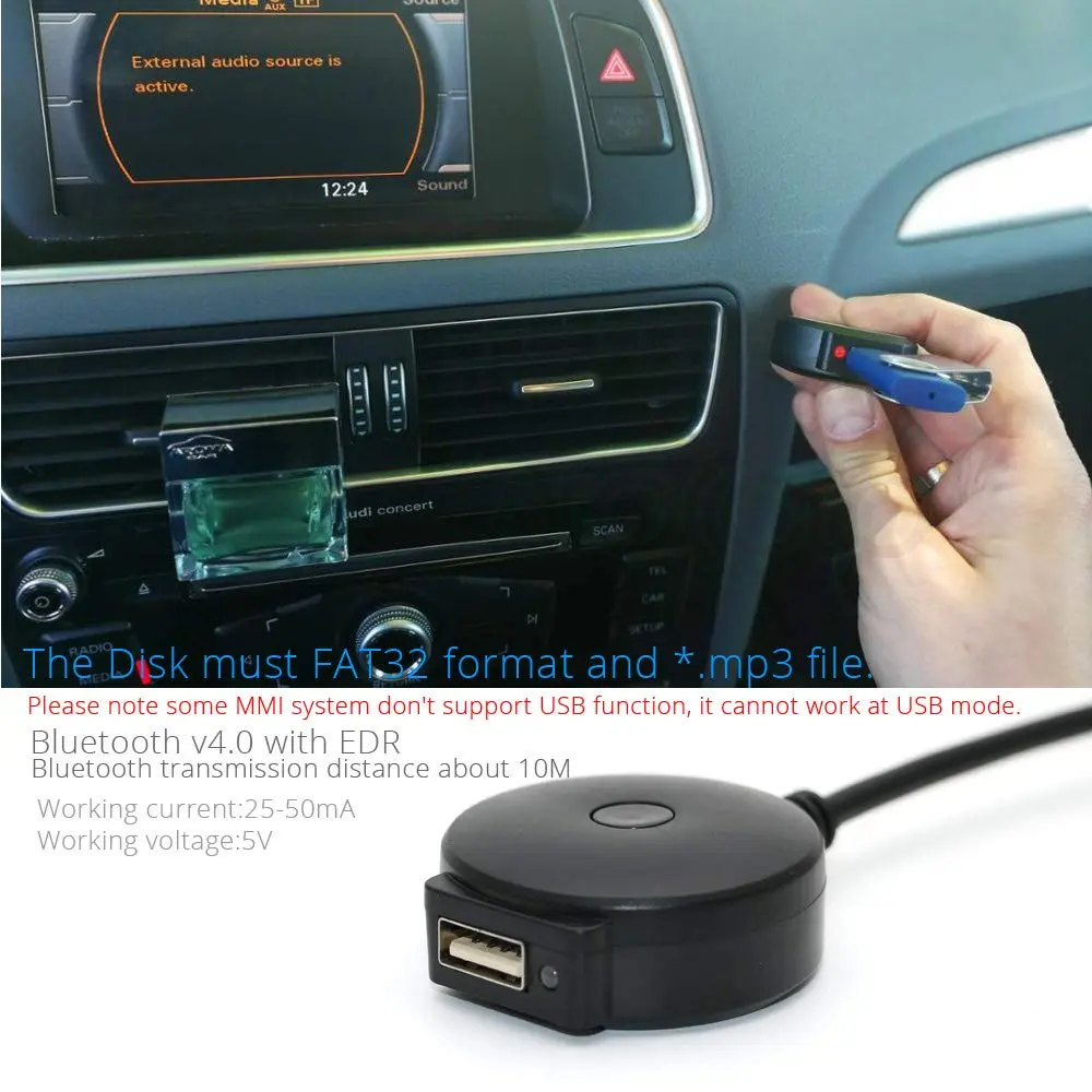 YuYue Electronic Bluetooth AUX Receiver Cable Adapter for VW Audi AMI MDI Interface 3G (Black, 30cm Cable) - view 3