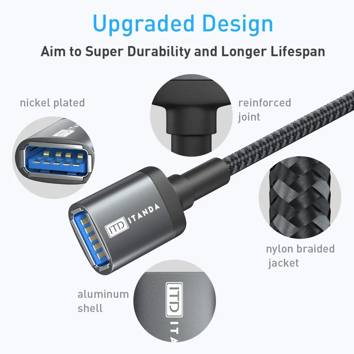 ITD ITANDA USB 3.0 Extension Cable 6ft (1.83m) | 5Gbps Data Transfer for Keyboard, Mouse, PlayStation, Xbox, Flash Drive, Printer, Camera and More - view 3