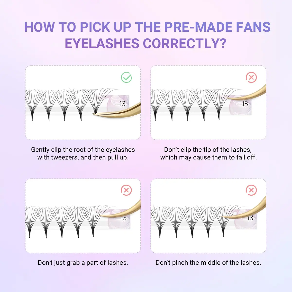 NAGARAKU Premade Volume Fans 6D 0.07 C 9-14mm Mix | Natural, Time-Saving Lash Extensions - view 4
