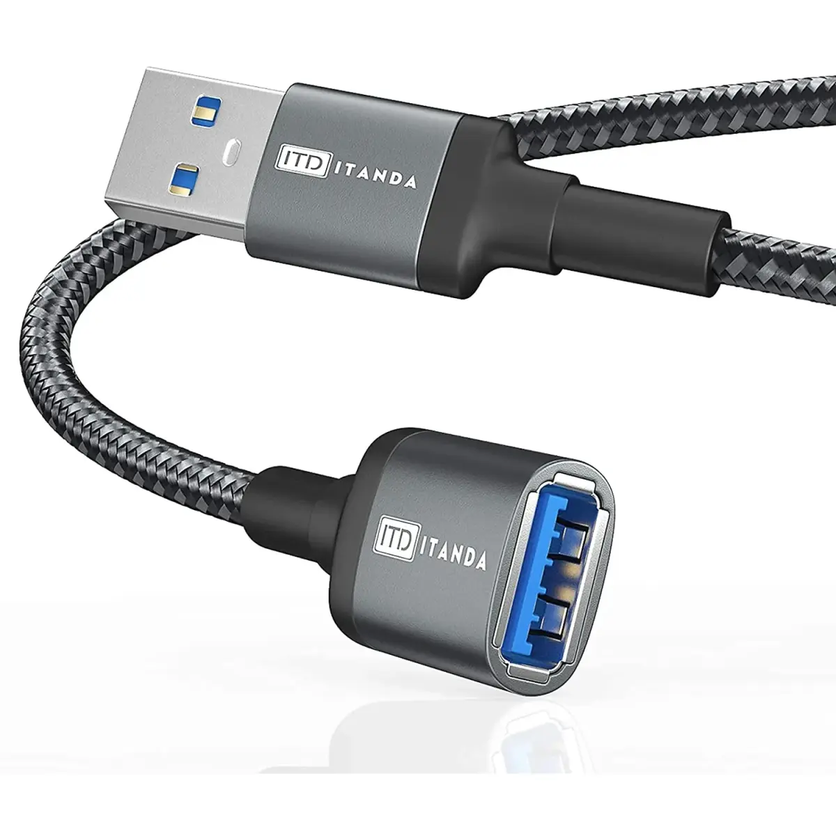 ITD ITANDA USB 3.0 Extension Cable 3ft (0.91m) Grey | 5Gbps Data Transfer for Keyboard, Mouse, Playstation, Xbox, Flash Drive, Printer, Camera and More - main product image