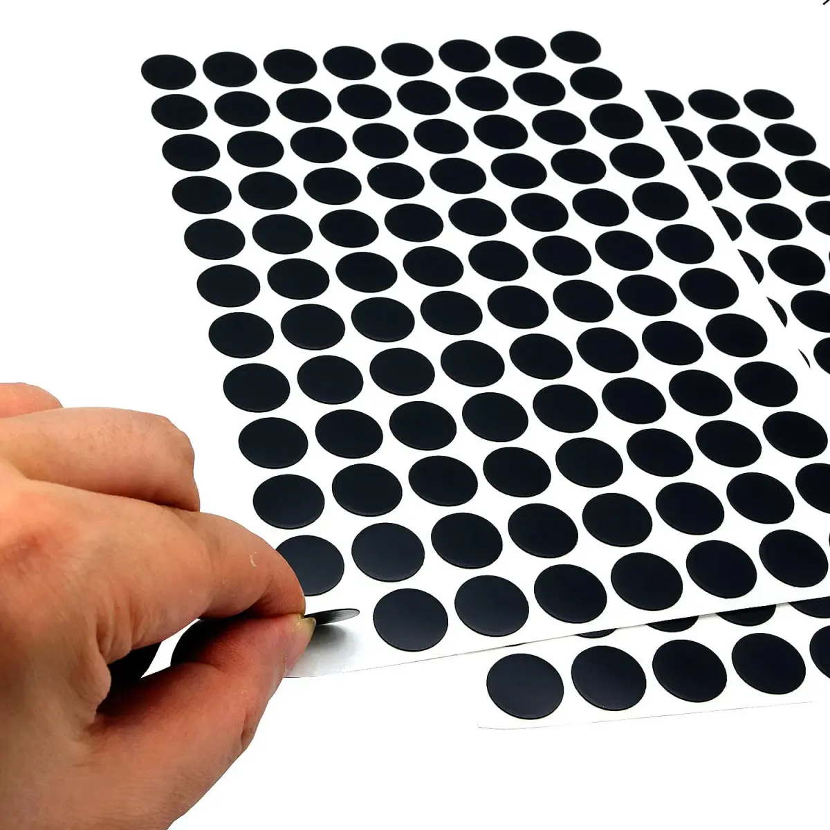 ZXUEZHENG Self-Adhesive Screw Hole Stickers 15mm (0.59") Black | 192 Pack for Furniture & Shelving - view 3