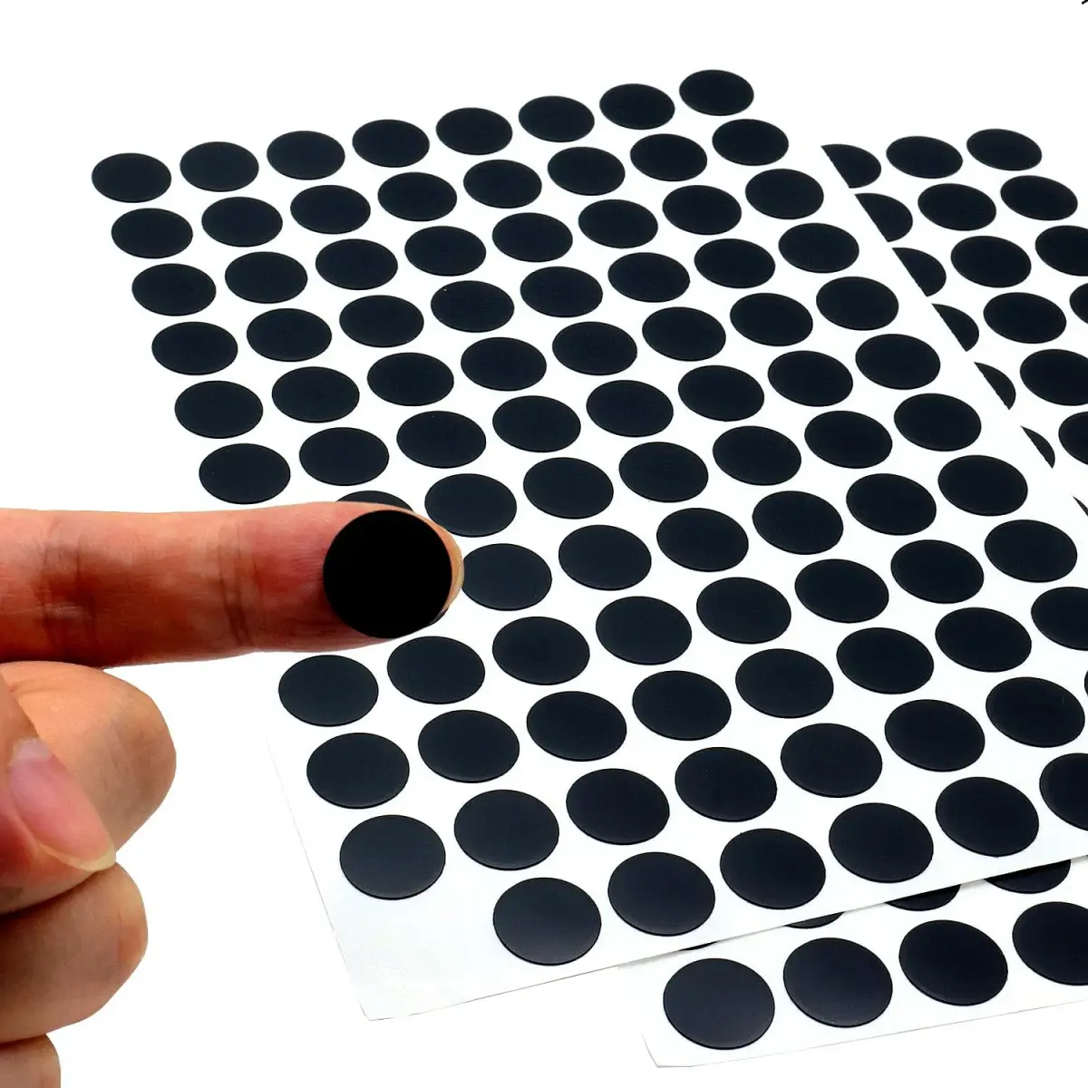 ZXUEZHENG Self-Adhesive Screw Hole Stickers 15mm (0.59") Black | 192 Pack for Furniture & Shelving - view 4