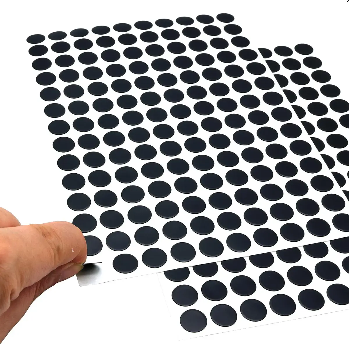 ZXUEZHENG Self-Adhesive Screw Hole Stickers, 12mm Black, 280 Pieces | Cover Furniture Screw Holes - view 3