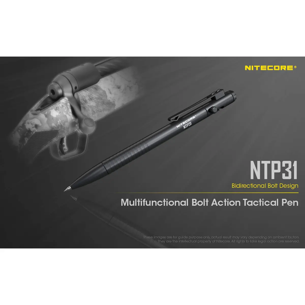 Nitecore NTP31 Bolt Action Tactical Pen with Tungsten Steel Glass Breaker & Schneider Gel Ink Refill, 13.2cm (5.2") | Smooth Writing & Emergency Tool - view 4
