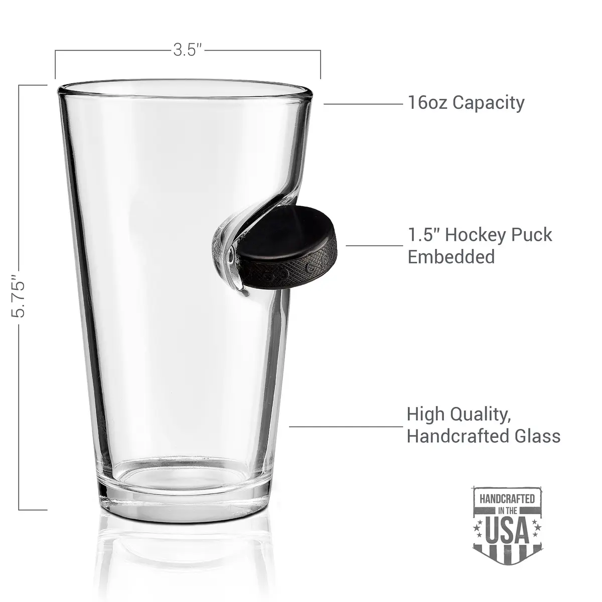 BenShot Hockey Puck Pint Glass - 16oz | Made in the USA - view 4
