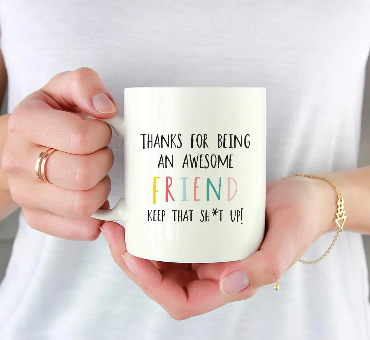 Andaz Press Funny Rude 11oz Ceramic Coffee Mug Gift | Thanks For Being An Awesome Friend Keep That Sht Up - view 3