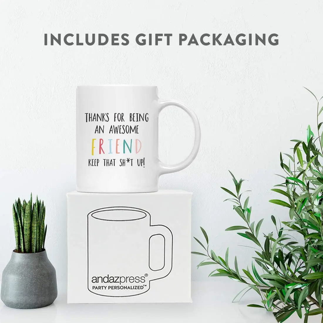 Andaz Press Funny Rude 11oz Ceramic Coffee Mug Gift | Thanks For Being An Awesome Friend Keep That Sht Up - view 4