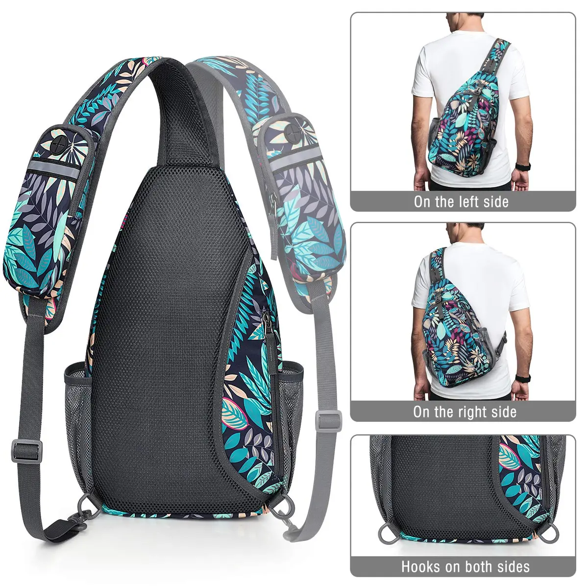 G4Free Sling Bag for Men Women | RFID Blocking Crossbody Travel Bag (Maple Leaf Blue, 6 long) - view 4