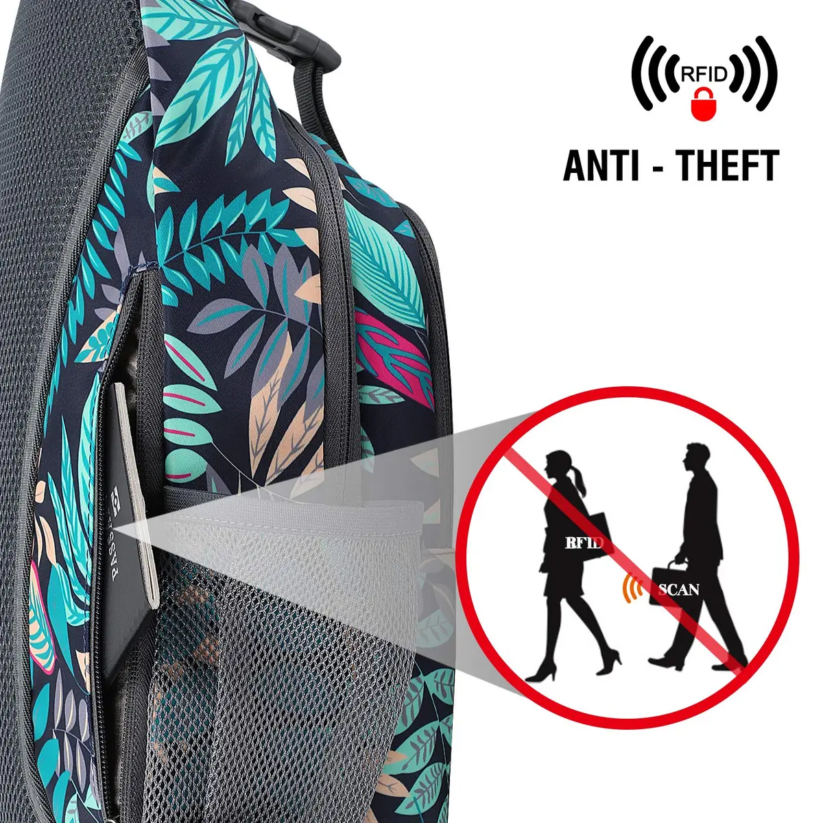 G4Free Sling Bag for Men Women | RFID Blocking Crossbody Travel Bag (Maple Leaf Blue, 6 long) - view 5
