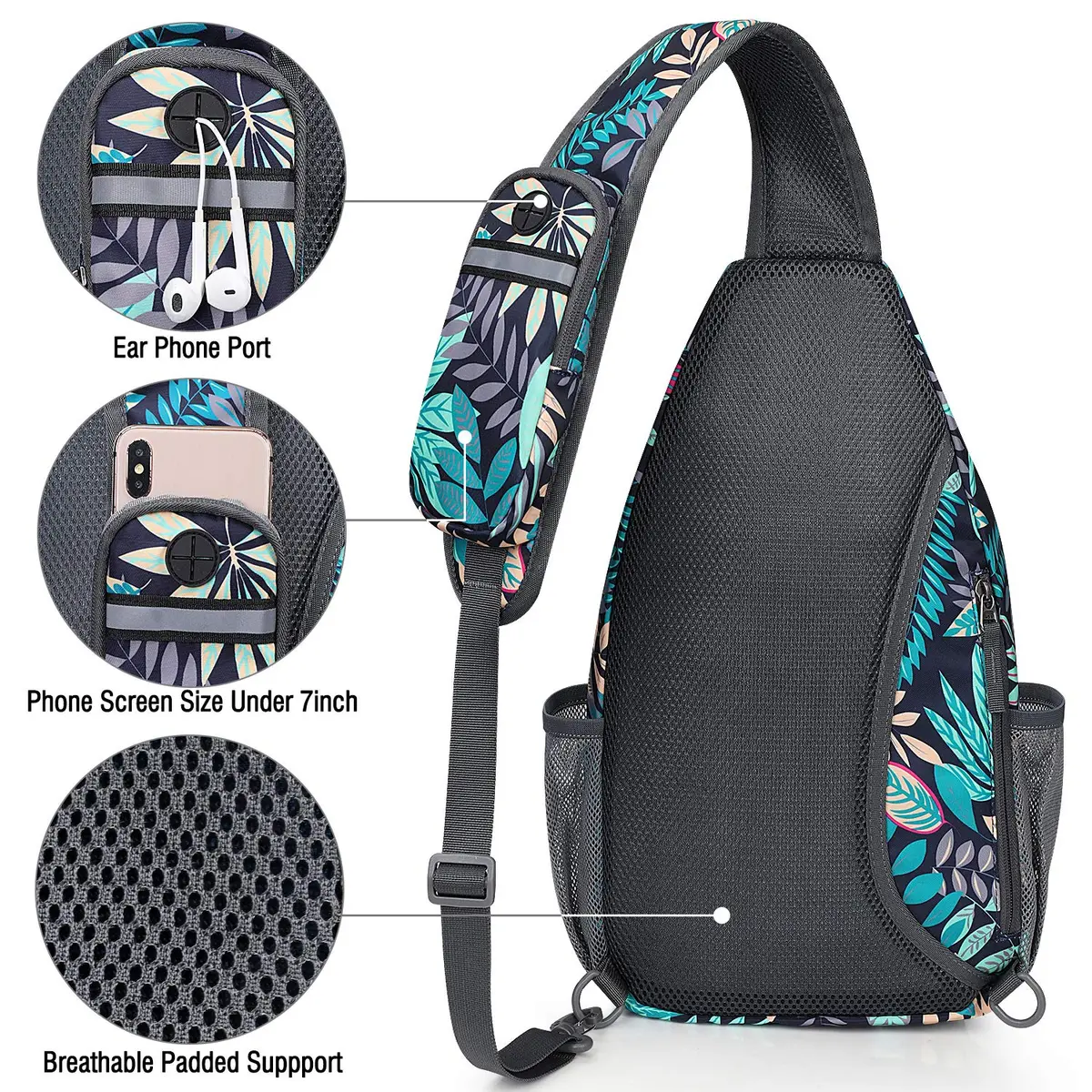 G4Free Sling Bag for Men Women | RFID Blocking Crossbody Travel Bag (Maple Leaf Blue, 6 long) - view 2