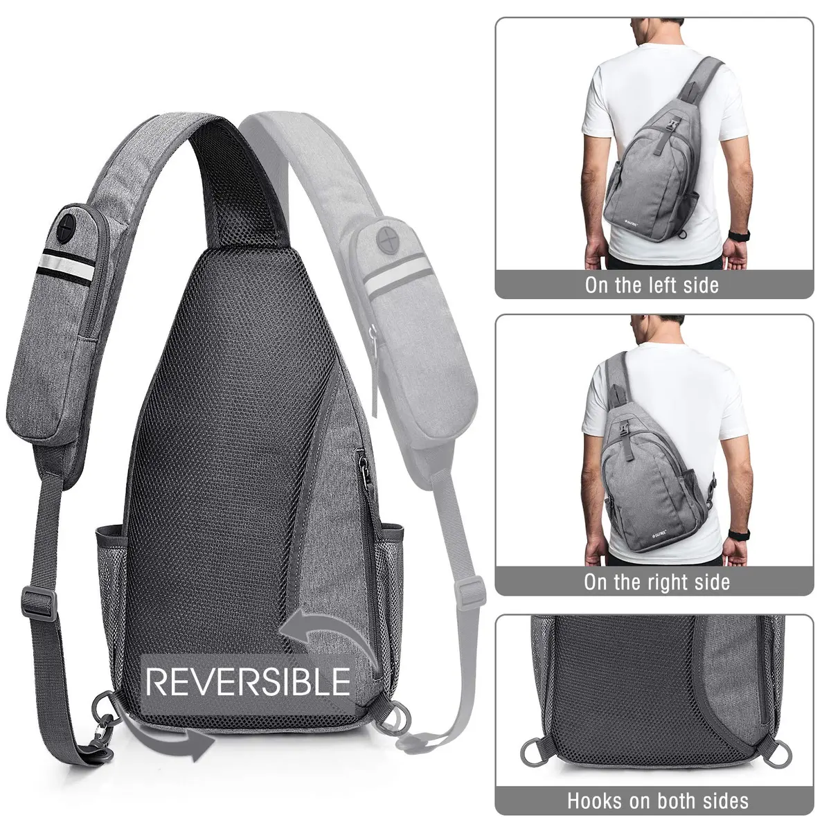 G4Free Sling Bag for Men Women | RFID Blocking Crossbody Travel & Daily Use (Large Grey) - view 5