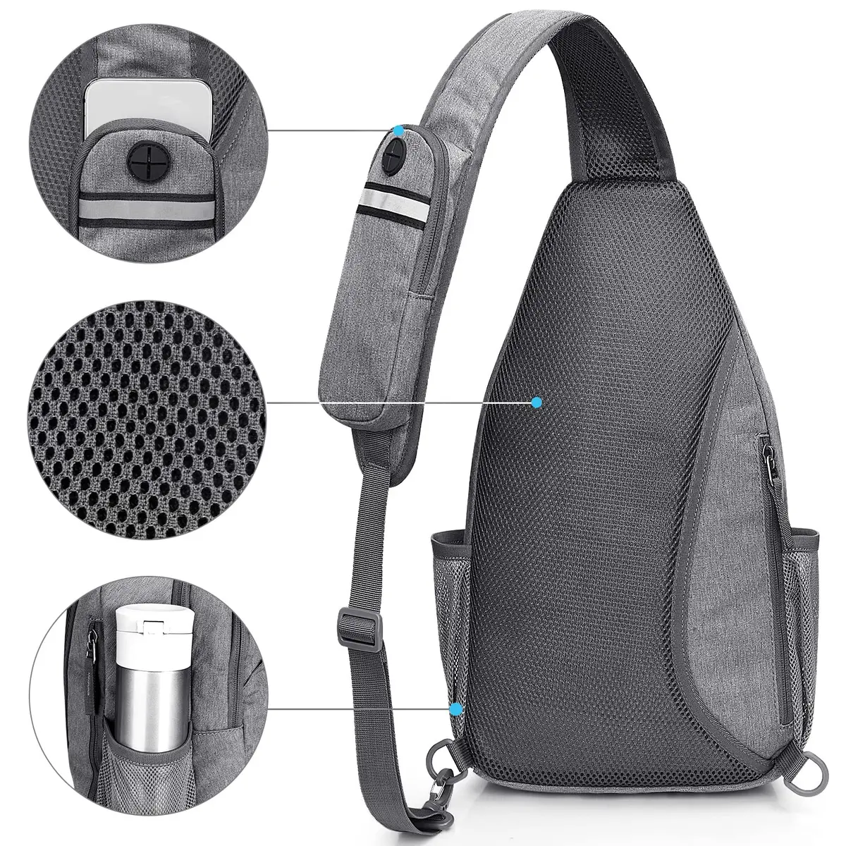 G4Free Sling Bag for Men Women | RFID Blocking Crossbody Travel & Daily Use (Large Grey) - view 6
