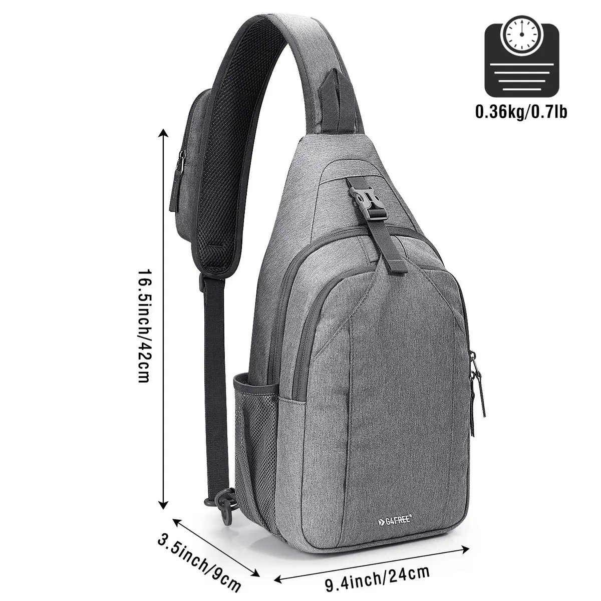 G4Free Sling Bag for Men Women | RFID Blocking Crossbody Travel & Daily Use (Large Grey) - view 4