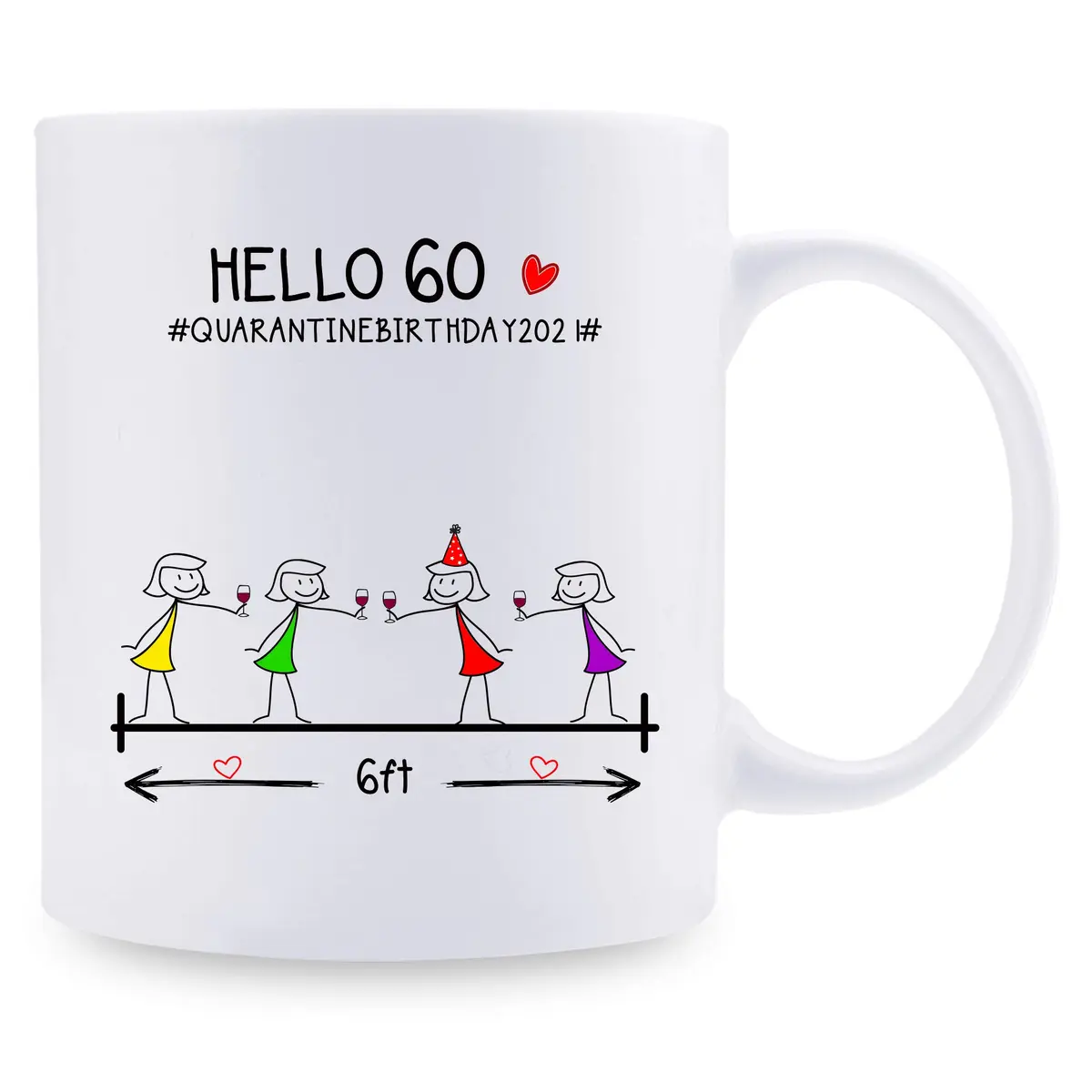 MintBear 60th Birthday Gifts for Women Mug - Hello 60 QUARANTINE BIRTHDAY 2021 Ceramic 11 oz | Unique Milestone Gift - view 2