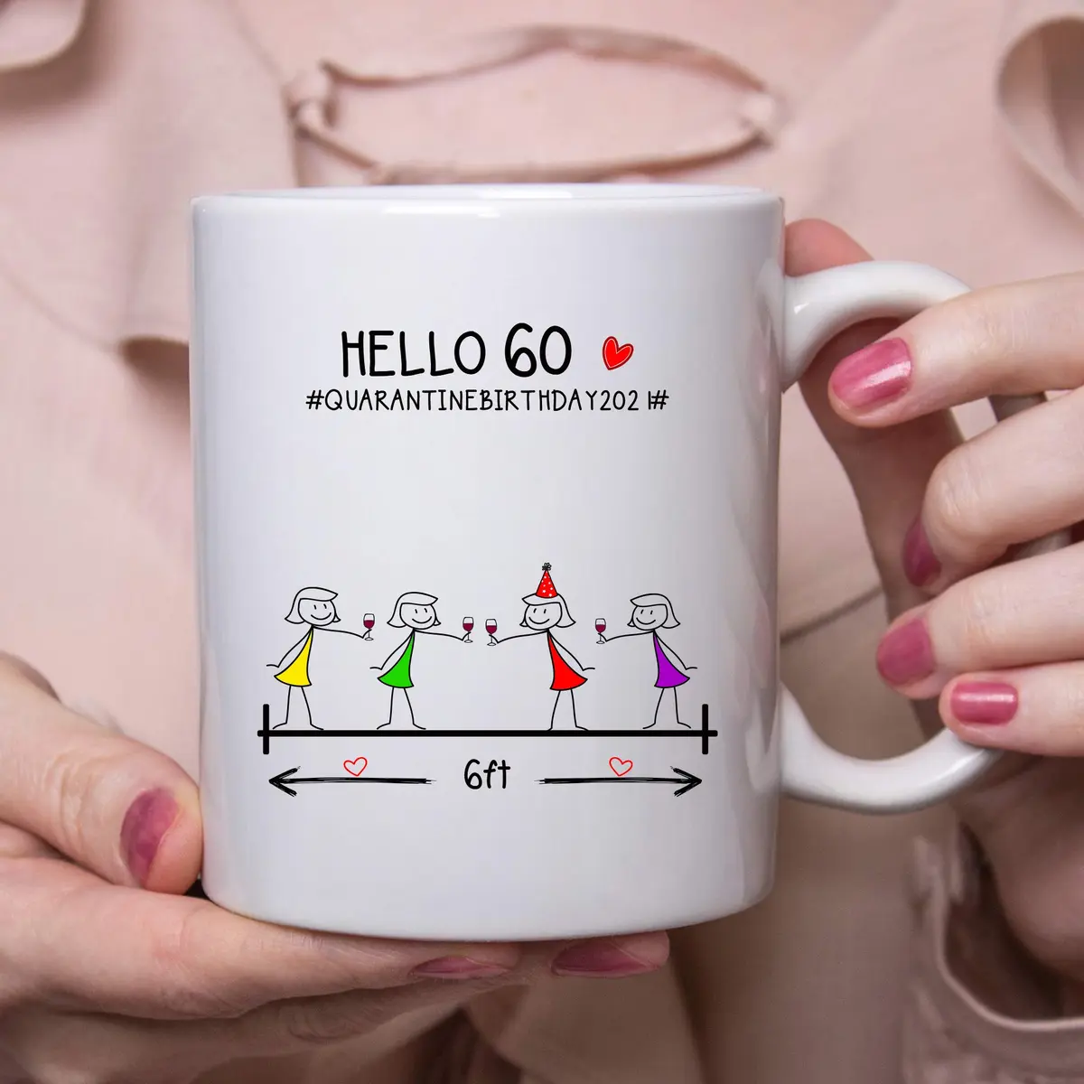 MintBear 60th Birthday Gifts for Women Mug - Hello 60 QUARANTINE BIRTHDAY 2021 Ceramic 11 oz | Unique Milestone Gift - view 3