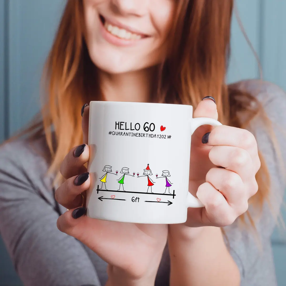 MintBear 60th Birthday Gifts for Women Mug - Hello 60 QUARANTINE BIRTHDAY 2021 Ceramic 11 oz | Unique Milestone Gift - view 4