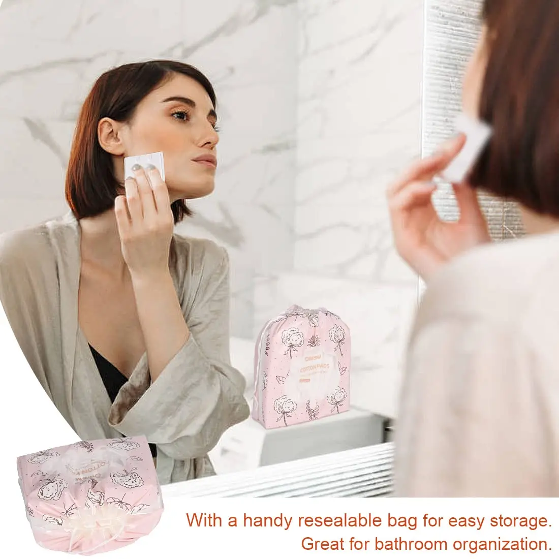 OMSM Cotton Pads Facial Makeup Remover Squares 222PCS | 3-Layer Ultra-Absorbent Pure Cotton - view 4