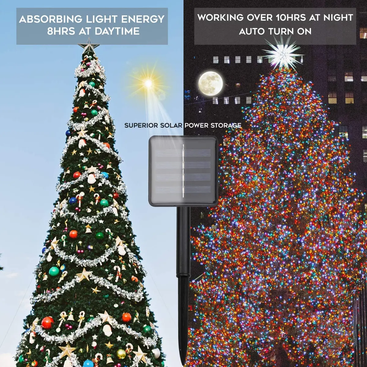 suddus 5 Colors Solar String Lights | Waterproof Outdoor Christmas Lights with 8 Modes, 100 LED, Multi Colored, 33Ft, Solar Powered - view 7