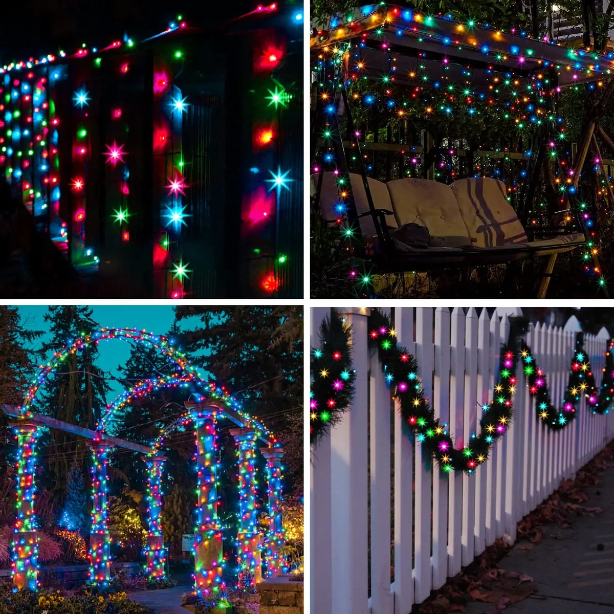 suddus 5 Colors Solar String Lights | Waterproof Outdoor Christmas Lights with 8 Modes, 100 LED, Multi Colored, 33Ft, Solar Powered - view 3