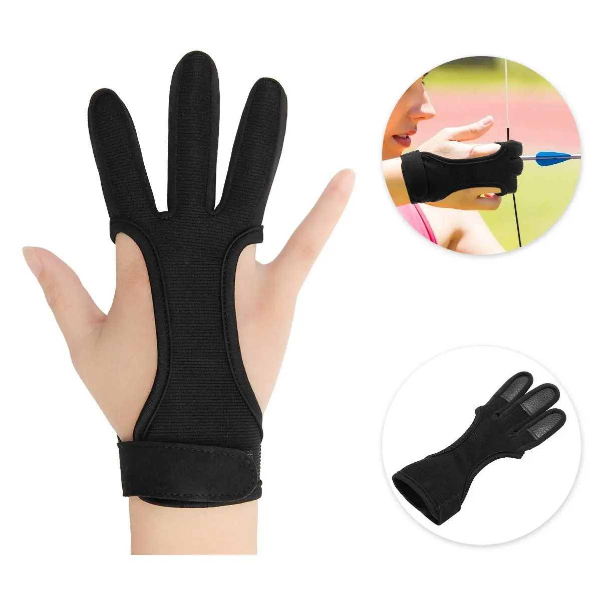 Coolrunner Three Finger Leather Archery Glove XL | Protects Fingers & Forearm - view 4