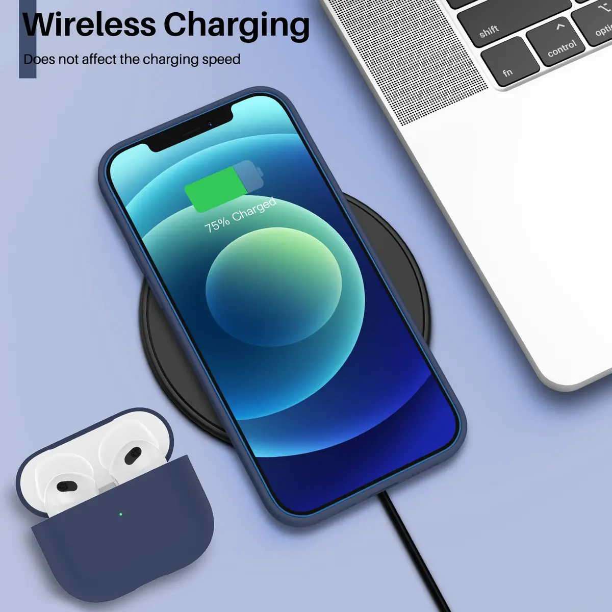 ORNARTO for iPhone 12 Mini Case, Slim Liquid Silicone Cover, Navy Blue | Anti-Fingerprint & Raised Edges - view 5