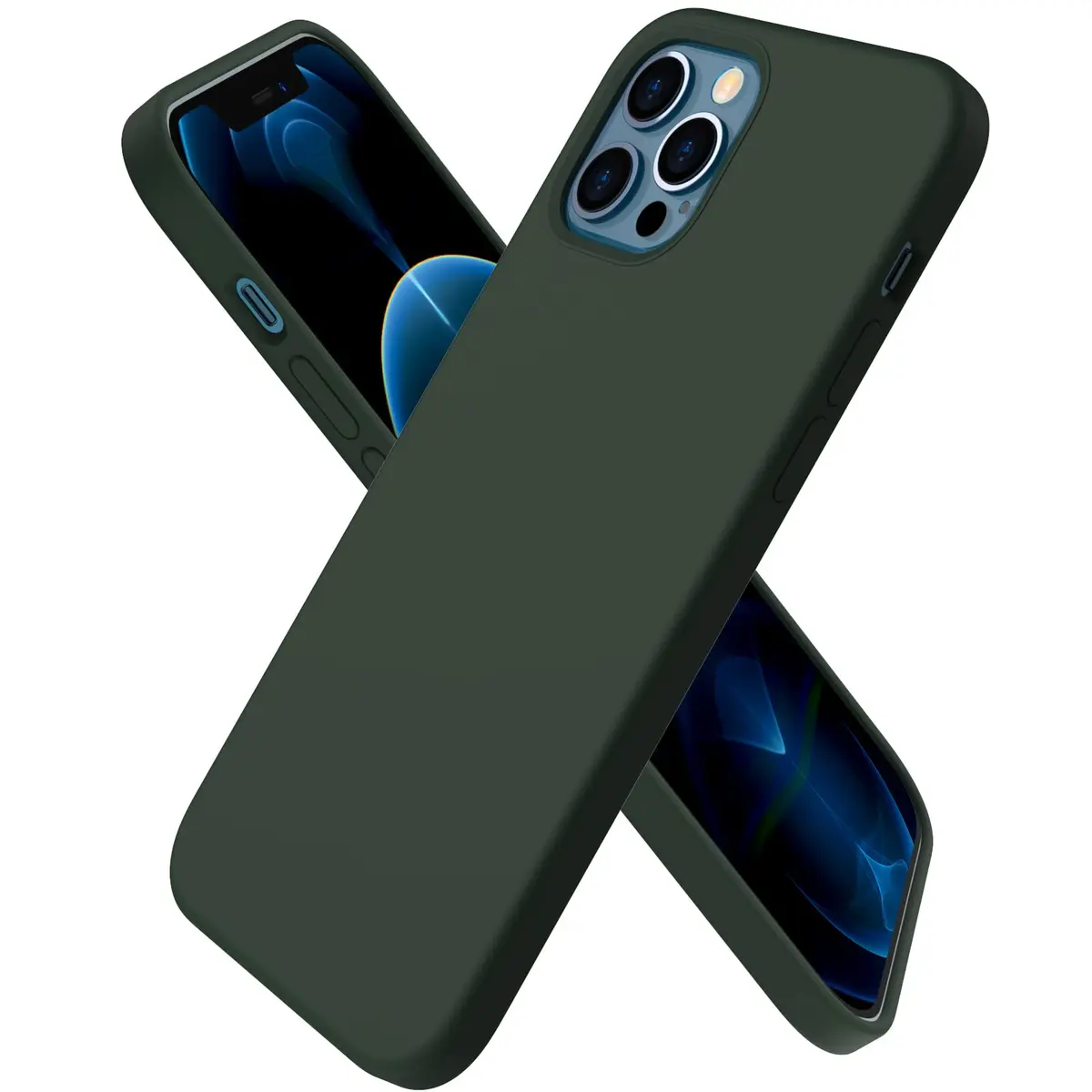 ORNARTO for iPhone 12/12 Pro Case, Slim Liquid Silicone, Cyprus Green | Snug Fit & Easy to Clean - main product image