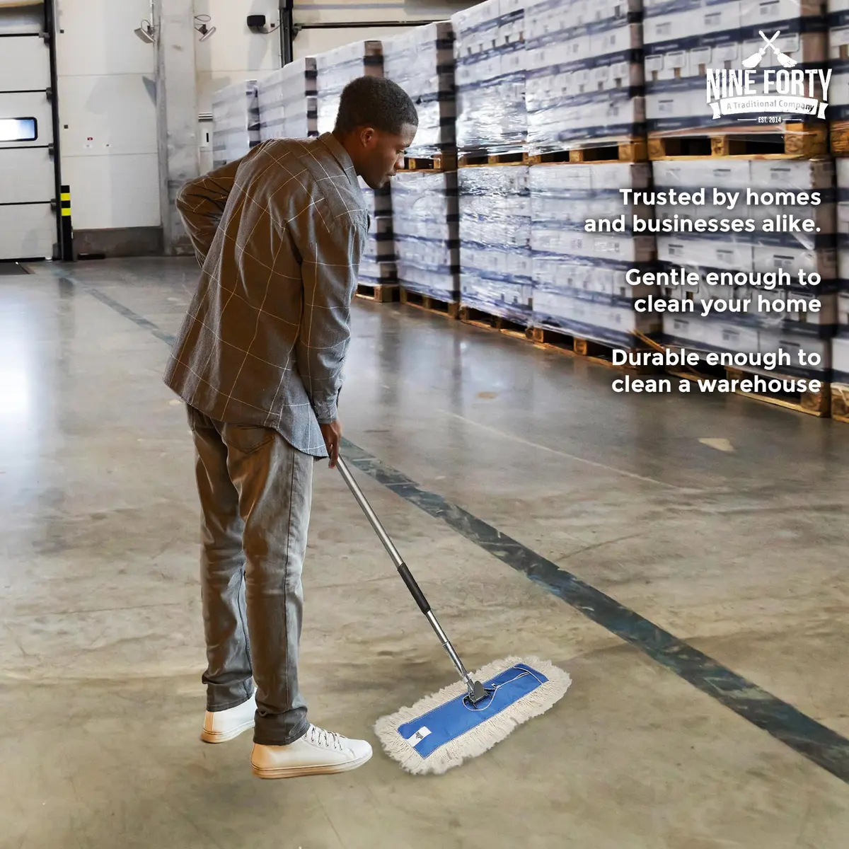 Nine Forty 48" Cotton Dust Mop Kit | Heavy Duty Dry Floor Cleaner for Hardwood Surfaces - view 8